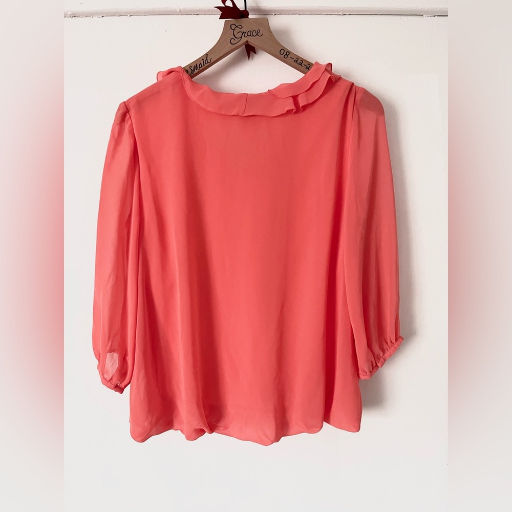 Covington Coral Chiffon Ruffle Blouse Layered Ruffle Top Women’s Small Coquette - Picture 2 of 15